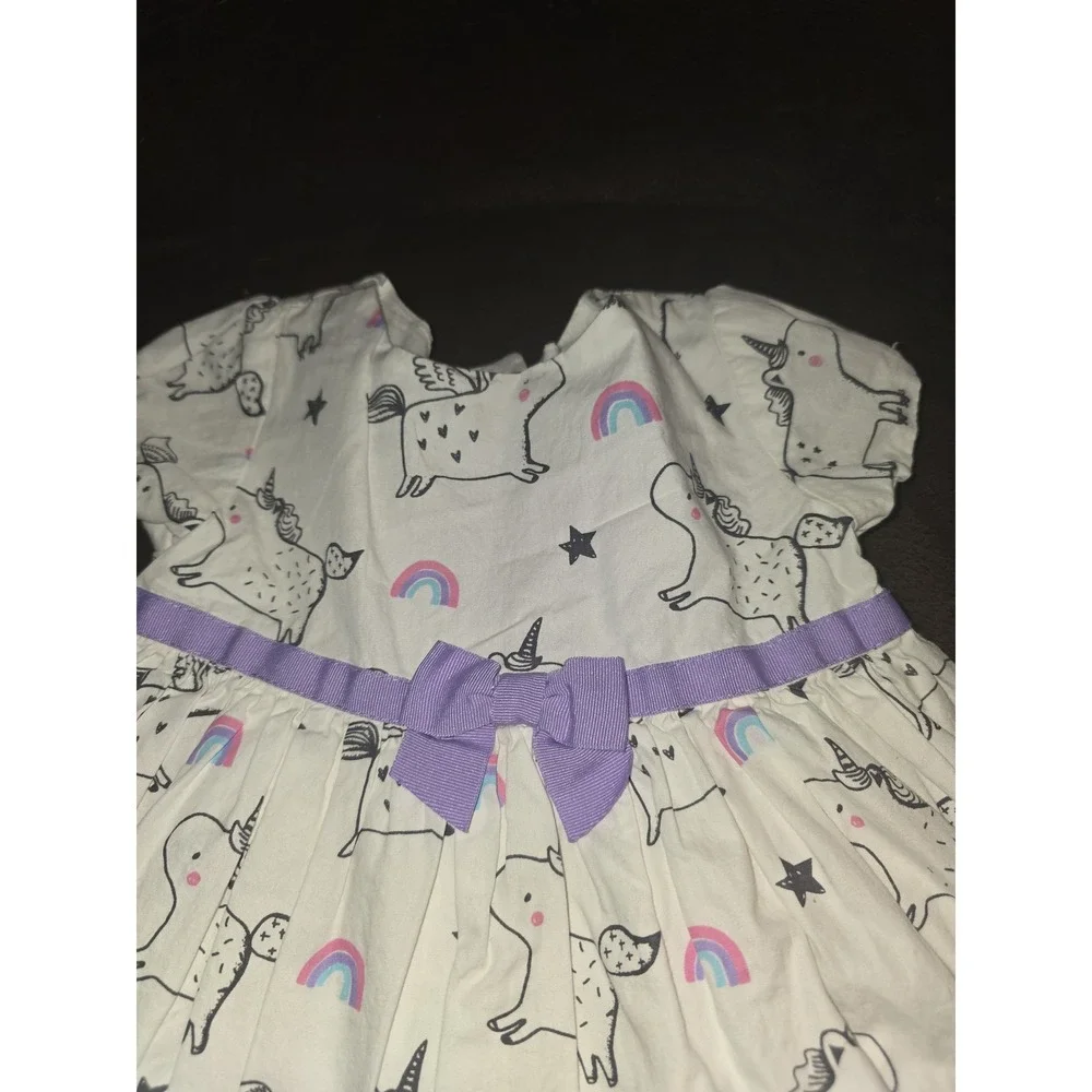 Gymboree Unicorn Rainbow Dress with Purple Bow size 12 18 months